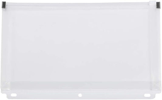JAM PAPER Plastic 3 Hole Punch Binder Envelopes with Zip Closure - #10 Wallet Booklet - 6 x 9 1/2 - Clear - 12/Pack
