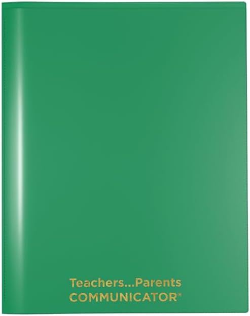 Nicky's Folders® English Communicator, Parent-Teacher Folder, Patented Tear-Resistant Flexible Plastic 2 Inside Pockets, 2 Exterior Sleeves, Letter Size Paper, Single Color(24 Pack) (Metallic Green)