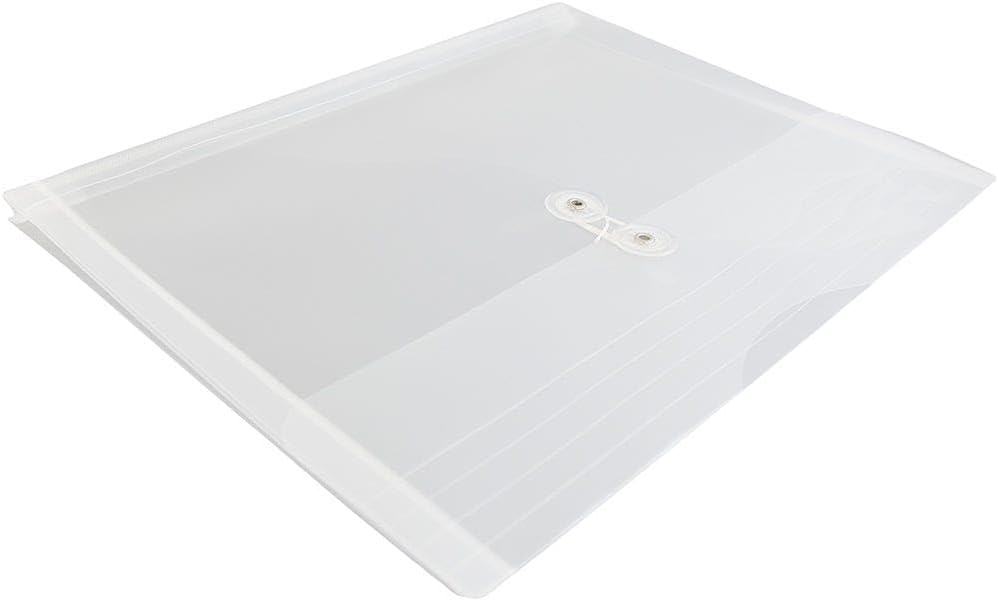 JAM PAPER Plastic Envelopes with Button & String Tie Closure - Letter Booklet - 9 3/4 x 13 - Clear - 3/Pack