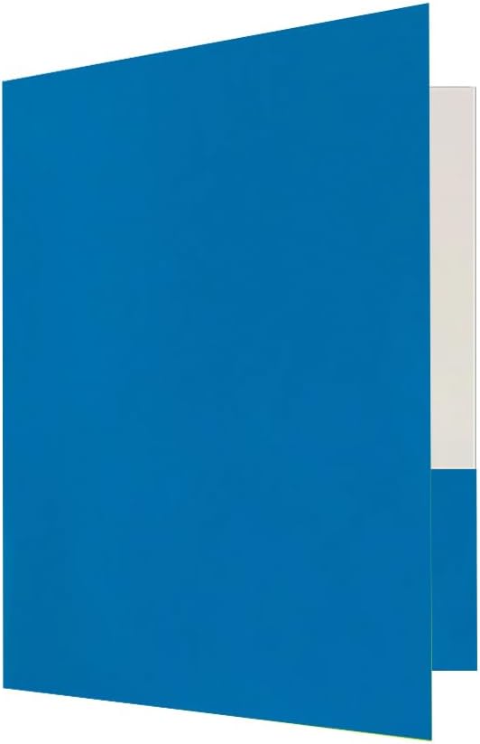 JAM PAPER Custom Printed Semi-Gloss Folders with Round Corner Pockets - Personalized Logo & Text - 10 pt C2S - Blue - 100/Pack