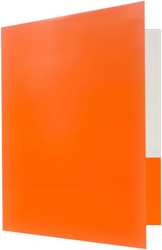 JAM PAPER Custom Printed Semi-Gloss Folders with Round Corner Pockets - Personalized Logo & Text - 10 pt C2S - Orange - 100/Pack