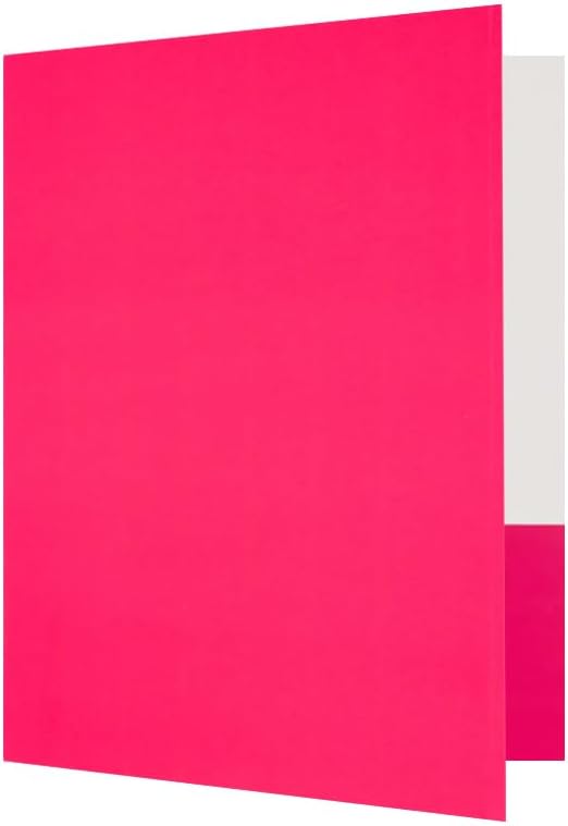 JAM PAPER Custom Printed Semi-Gloss Folders with Round Corner Pockets - Personalized Logo & Text - 12pt C1S - Pink - 100/Pack