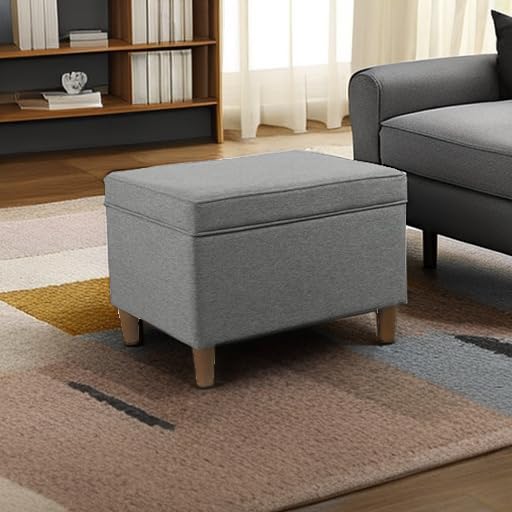 Home Decor | Dinah Collection Modern Storage Ottoman | Ottoman with Storage for Living Room & Bedroom (Grey)