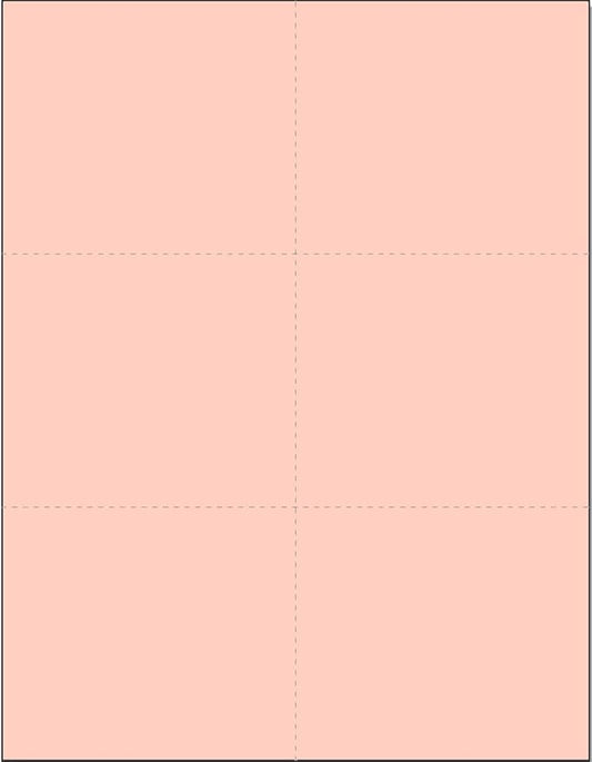 Limited Papers (TM) 8.5x11 Perforated Paper, 20/50 Pound, 75 GSM, Variety of Perforation Sizes and Colors, for Forms, Tickets, Postcards, Business Cards. (Peach, 6 up)
