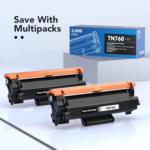 TN760 Toner for Brother Printer: Replacement for Brother TN760 TN730 TN-760 TN-730 High Yield Black Cartridge HL-L2325DW MFC-L2710DW MFC-L2750DW DCP-L2550DW HL-L2350DW HL-L2395DW 2 Pack