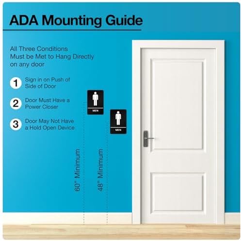 ADA Braille Mens Restroom Sign for Business with Double Sided 3M Tape - ABS Plastic Mens Bathroom Sign 9” x 6” for Offices and Restaurants