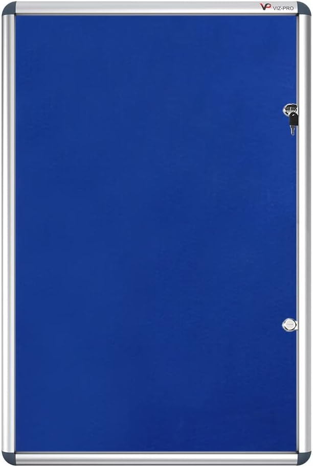 VIZ-PRO Tamperproof Lockable Noticeboard Class 1 Aluminium Framed 48x36 Inches
