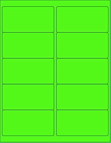 NextDayLabels - 8-1/2 x 11 Neon Color High Light Fluorescent Labels for Laser & Inkjet Printer (Green Fluorescent, 4 x 2-10 Per Page | 1000 Labels)