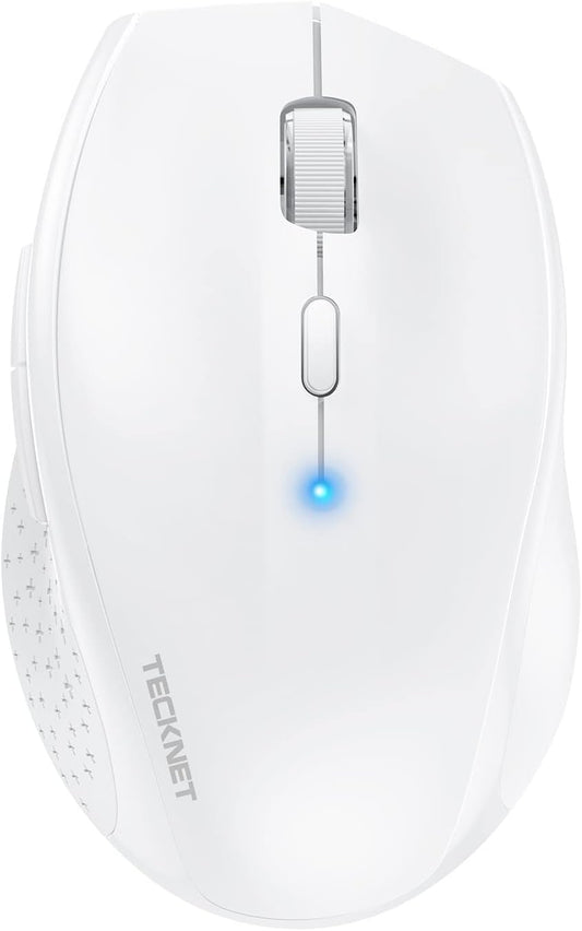 TECKNET Bluetooth Mouse, 4800 DPI Wireless Mouse, 2-Year Battery 6 Adjustable DPI, 6 Buttons Compatible with Laptop/Windows/Computer - White