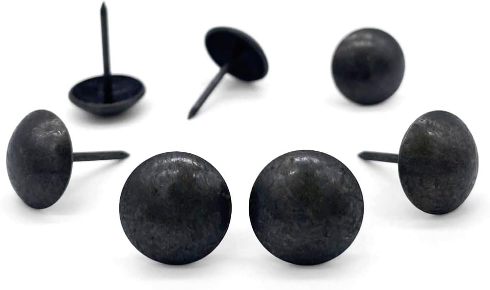 Let's Decorate 100PCS D16mm/0.63" Antique Black Upholstery Tacks, Passed Salt Spray Test for Outdoor Use, Garden Metal Thumb Tacks, Home DIY Decorative Nail Heads Nails (100, 16mm Antique Black)