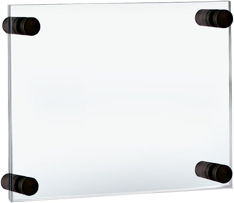 Azar Displays 105511-BLK Acrylic Floating Double Panel Wall Frame,8.5" x 5.5" Graphic Size, Overall Frame Size: 12.5" x 9.5", Black