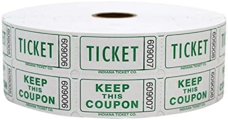 INDIANA TICKET CO. 1,000 Lime Raffle Tickets Double Roll, Premium Quality 50/50 Raffle Tickets, Tickets for Events, Carnivals, Door Prizes, Drinks and More