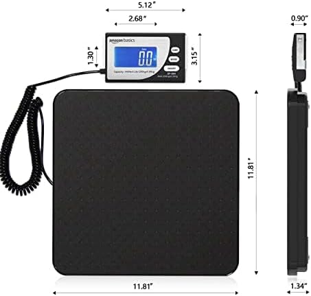 Amazon Basics Digital Postal Scale, Heavy Duty Weighing Platform for Packages, Shipping, 660 lb Capacity, 1 Ounce Readability, Portable, Black
