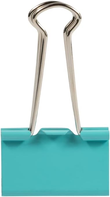 JAM PAPER Colorful Binder Clips - Large - 1 1/2 Inch (41 mm) - Teal Binderclips - 12/Pack