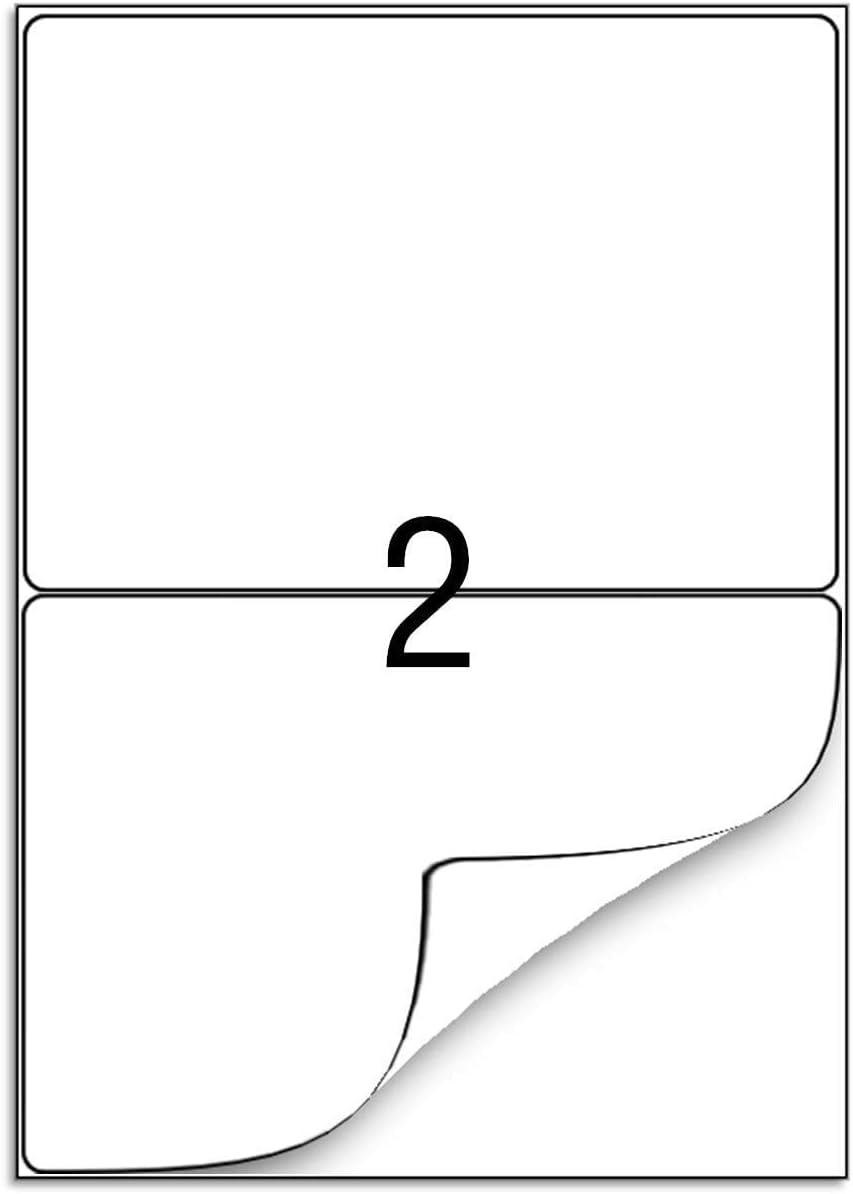 BESTEASY 16000 Round Corner Half Sheet Self Adhesive Shipping Labels for Laser and Ink Jet Printers, White Blank (8000 Sheets, 16000 Labels)