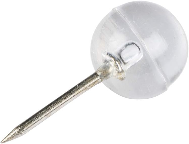 JAM PAPER Colorful Push Pins - Round Head Map Thumb Tacks - Clear Pushpins - 100/Pack