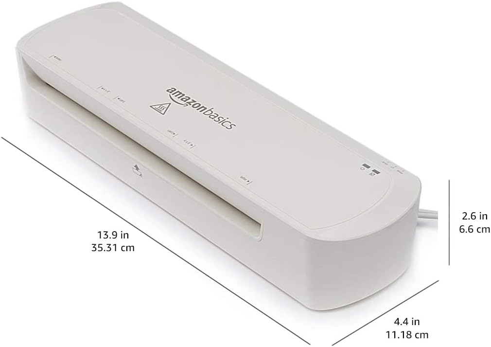 Amazon Basics 9 inch Thermal Laminator Machine for Documents and Photos, Easy to Use for Home Office or School, White