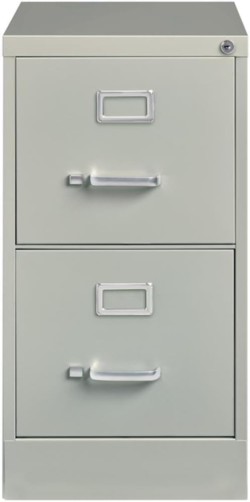 Pemberly Row 22" 2-Drawer Metal Letter Width Vertical File Cabinet in Light Gray