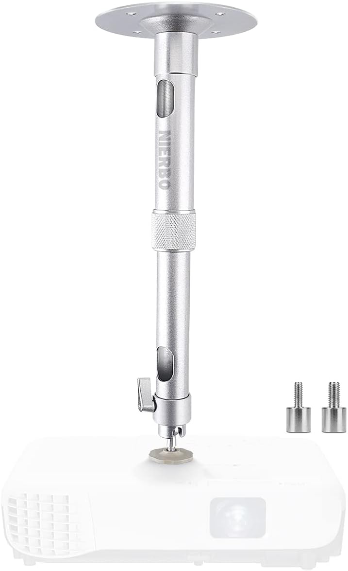 NIERBO Universal Projector Wall Ceiling Mount Hanger 360° Rotatable Head with Extendable Length 11.8 Inch to 19.7 Inch Mounting Bracket