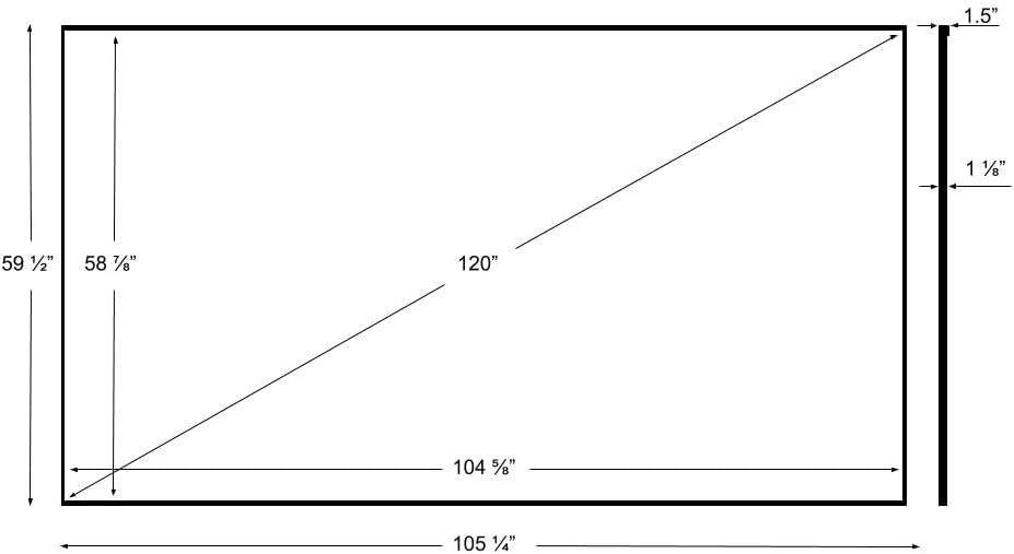 Silver Ticket Products S7 Series 6 Piece Thin Bezel Home Theater Fixed Frame 4K/8K Ultra HD, HDTV, HDR & Active 3D Projection Screen, 16:9 Format, 120" Diagonal, UST Flare Material S7-169120-FLARE