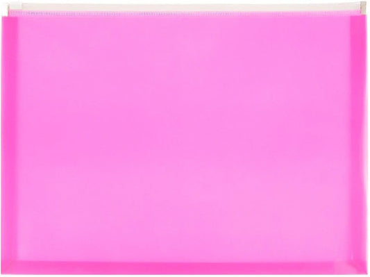 JAM PAPER Plastic Envelopes with Zip Closure - Letter Booklet - 9 3/4 x 13 - Hot Pink - 3/Pack