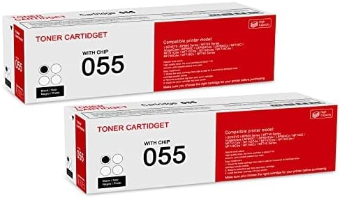 2 Pack 055 3016C001 Black Toner Cartridge: Compatible CRG-055 Replacement for Canon i-SENSYS LBP660 MF740 Series ImageClass LBP660C LBP664Cdw LBP664Cx MF740C MF741Cdw MF743Cdw MF746Cdw Series Printer