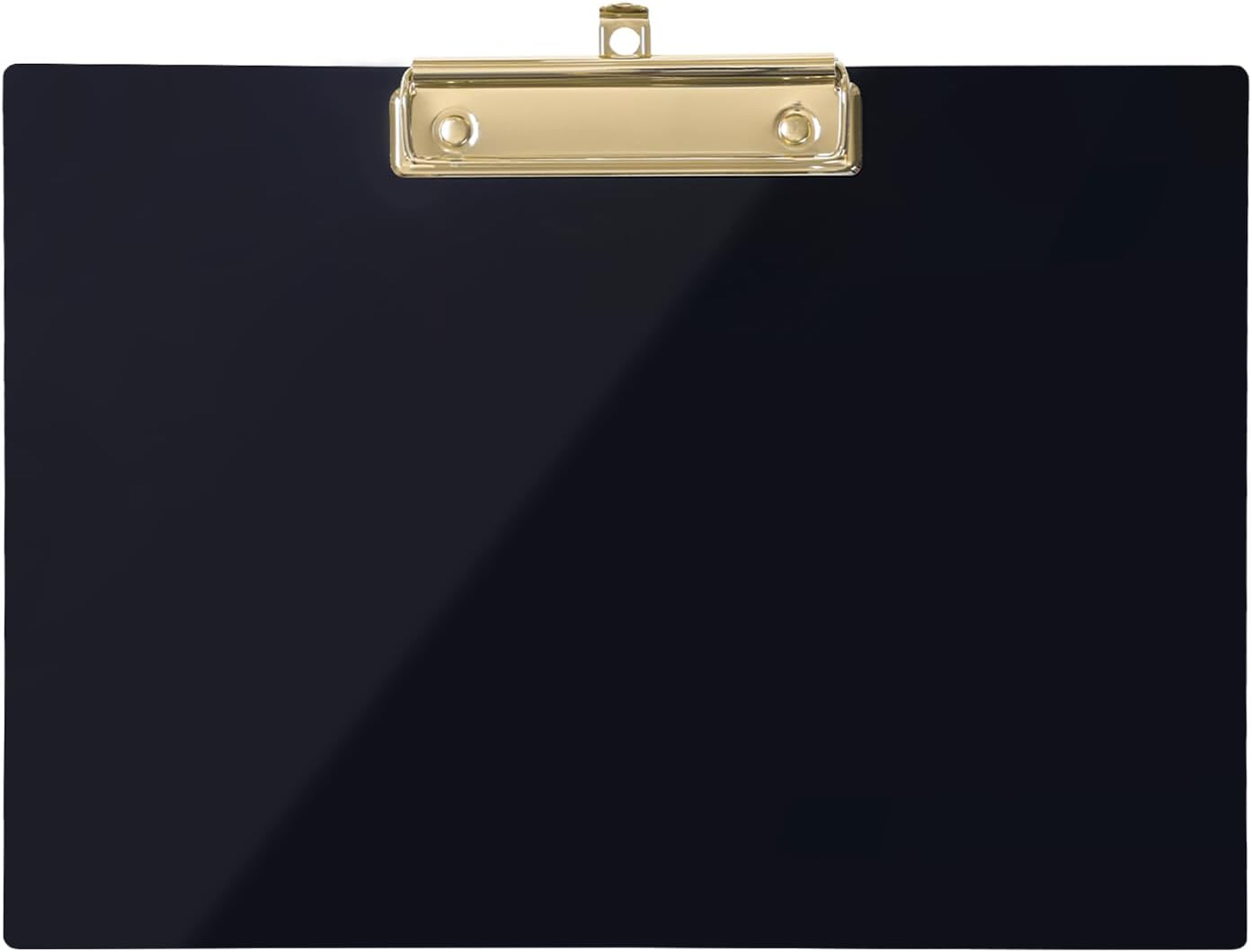 UNIQOOO Black Acrylic Landscape Clipboard, Horizontal Clipboard with Shiny Gold Finish Clip, Office Design, Office Gift for Teacher Doctor Coach, Menu Board 12.5x9 in
