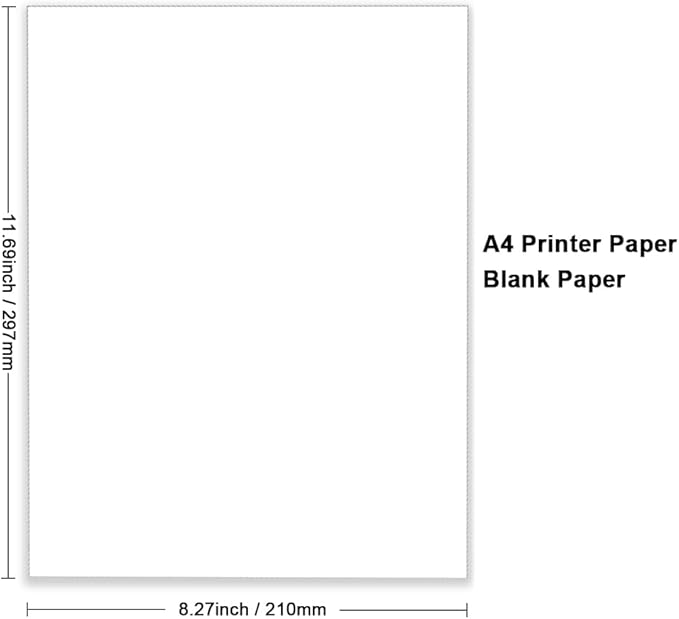 Printer Paper - 200 Sheets, A4 Premium Bright White Paper, 28lb Bond / 70lb Text (105 gsm) Bright White Paper – Great for Copy, Printing, Writing, 8.27" x 11.69" (210 x 297 mm)