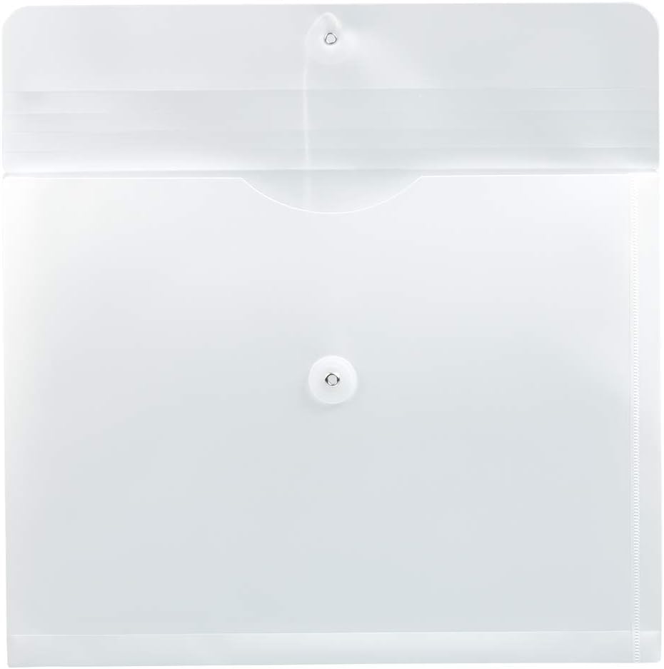 JAM PAPER Plastic Envelopes with Button & String Tie Closure - Letter Booklet - 9 3/4 x 13 - White - 12/Pack