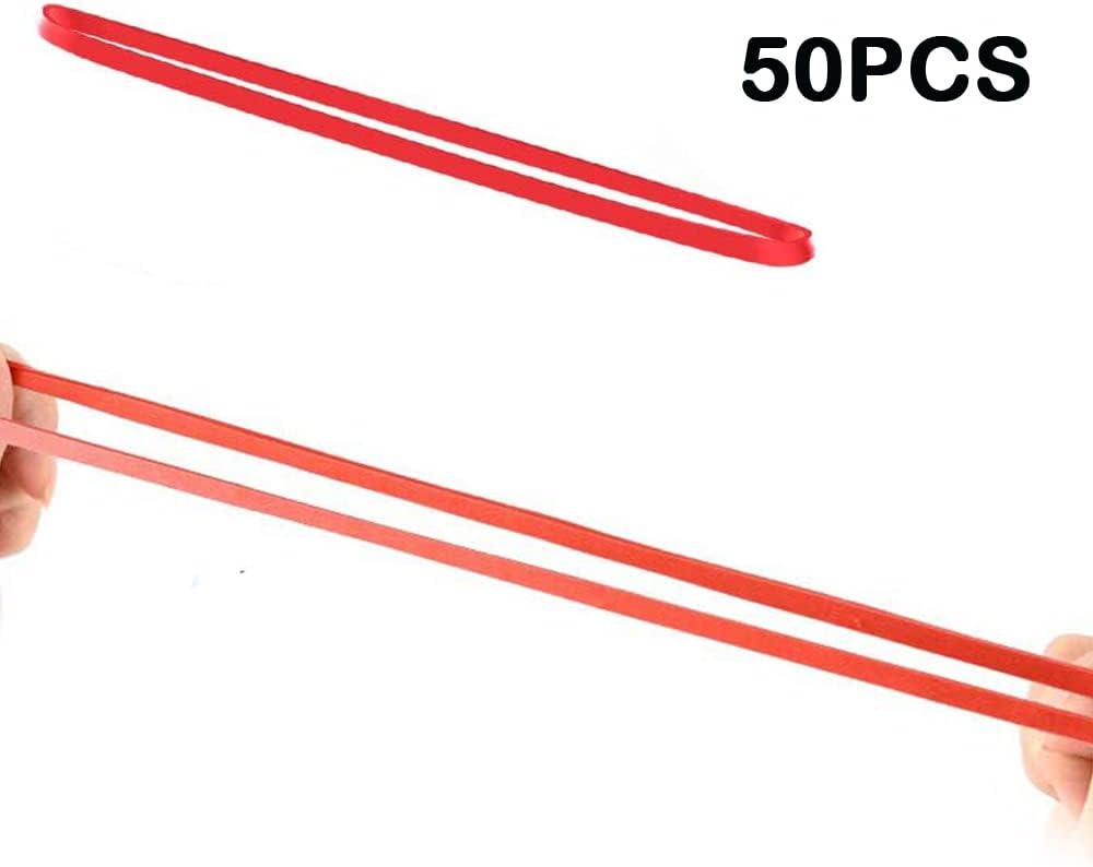 AMUU Rubber Bands 50 Pack 8inch Big Large Rubber Band for Trash Cans Elastic Rubber Bands for Office Supplies File Folders Box Books gifts Notebook Red