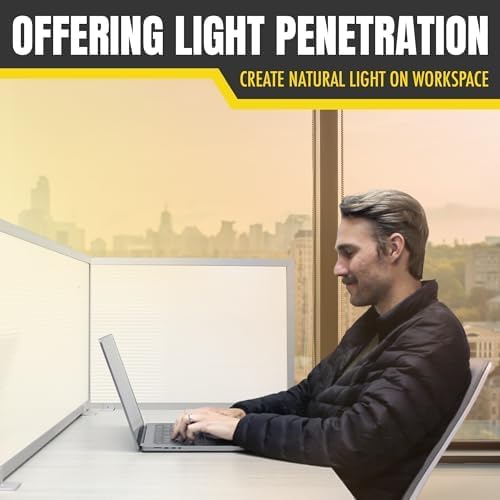 OBEX Polycarbonate Office Desk Mounted Privacy Screen Adjustable Table Top Panel Divider, Universal Aluminum Bracket-USA Made, 18" x 60", White