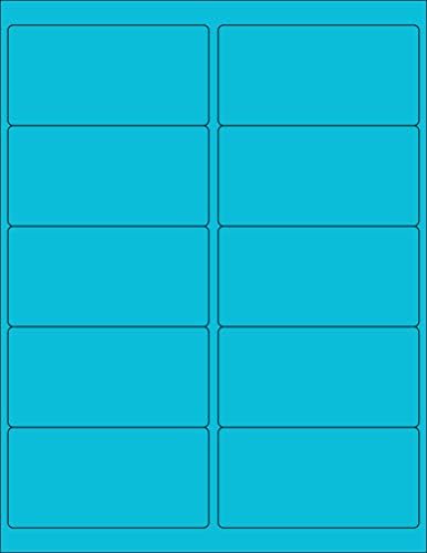 NextDayLabels - 8-1/2 x 11 Neon Color High Light Fluorescent Labels for Laser & Inkjet Printer (Blue Fluorescent, 4 x 2-10 Per Page | 250 Labels)