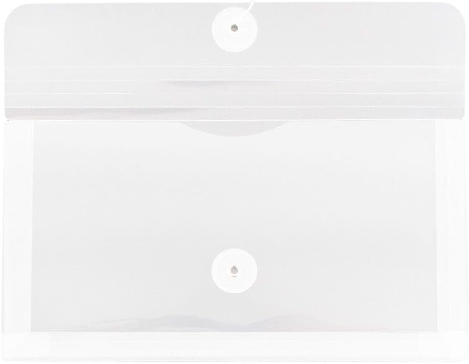 JAM PAPER Plastic Envelopes with Button & String Tie Closure - #10 Business Booklet - 5 1/4 x 10 - Clear - 3/pack