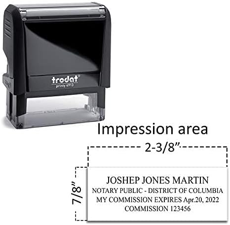 Trodat 4913 Self Ink Notary Stamp - Rectangular, Black, Red, Blue - Plastic - 7/8" x 2-3/8" Impression Area
