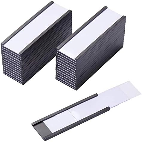 EEOYU Magnetic Label Holders with Magnets, Data Card Holders with Clear Plastic Protectors, Set of 30 (0.8 x 3 Inch)