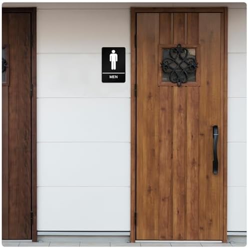 ADA Braille Mens Restroom Sign for Business with Double Sided 3M Tape - ABS Plastic Mens Bathroom Sign 9” x 6” for Offices and Restaurants