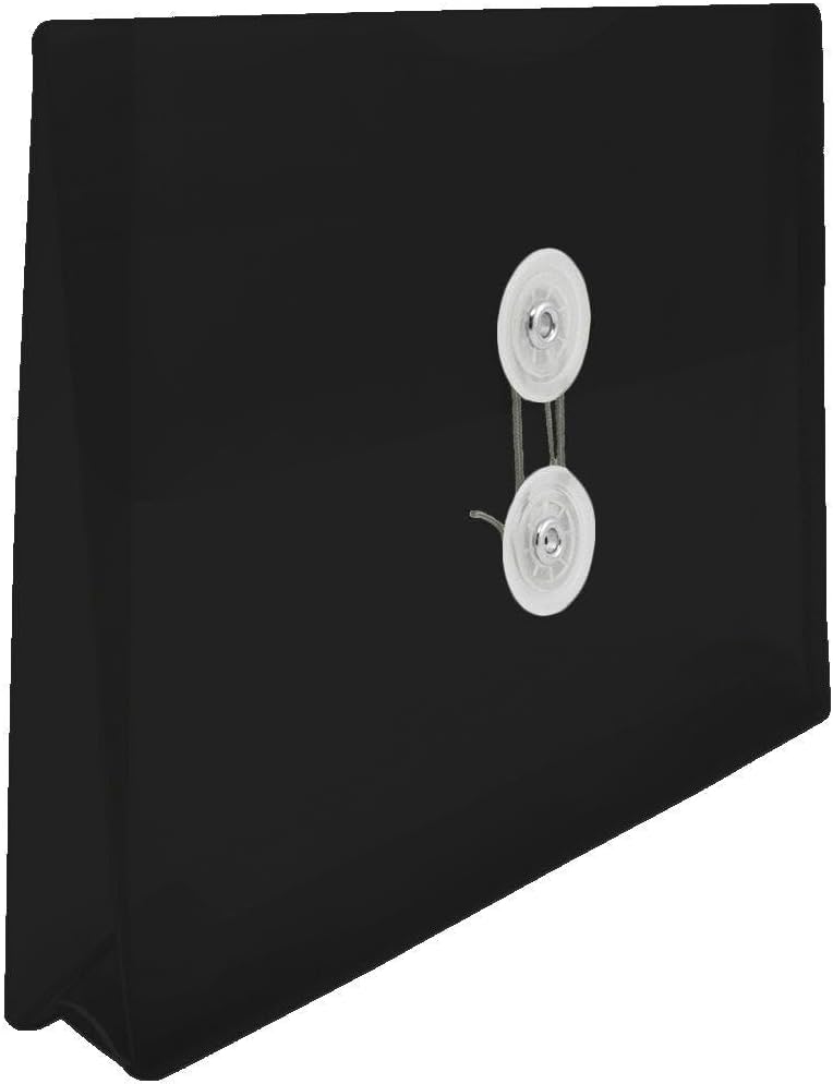 JAM PAPER Plastic Booklet Envelopes with Button & String Tie Closure - Index Size - 5 1/2 x 7 1/2 - Black - 3/pack