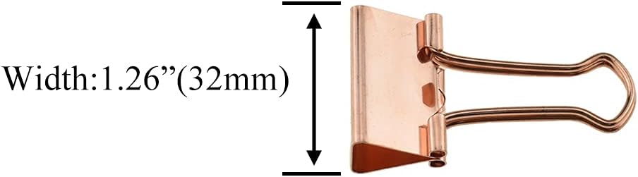 HAHIYO Binder Clips Paper Clamp Spring Steel Sturdy Medium 1.26 inch Width 0.39 Inch Capacity No Sharp Edges Heavy Duty Tight Grip Reusable Rose Gold Metal Bright Finish for Home Office School 13 Pack