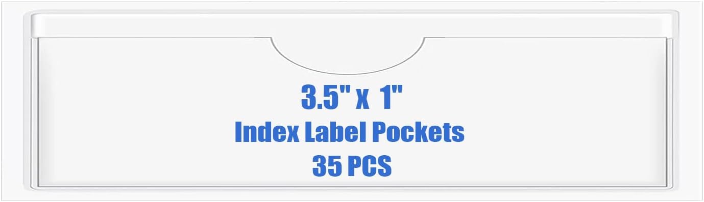 Origin-Joy 35 PCS Self Adhesive Index Card Pockets with Top Open, Clear Plastic Label Holder for Cards of Note, Library and Business, Adhesive Label Pockets & Card Holder (3.5 x 1 inch)