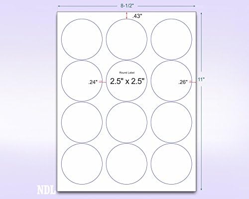 NextDayLabels - 8-1/2 x 11 Neon Color High Light Fluorescent Labels for Laser & Inkjet Printer (Blue Fluorescent, 2.5" Round - 12 Per Page | 1200 Labels)
