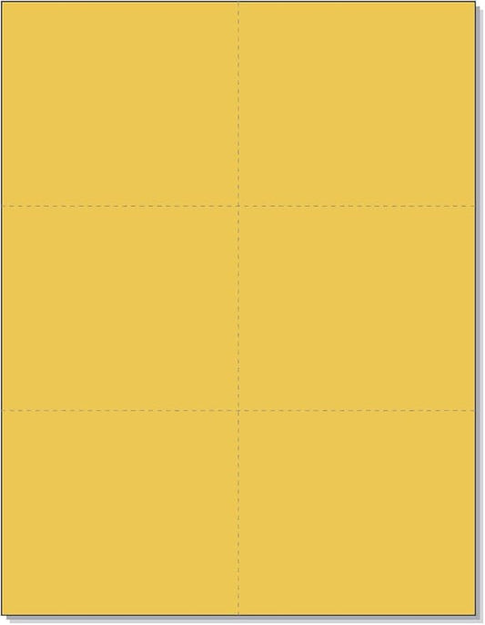 Limited Papers (TM) 8.5x11 Perforated Paper, 20/50 Pound, 75 GSM, Variety of Perforation Sizes and Colors, for Forms, Tickets, Postcards, Business Cards. (Gold, 6 up)