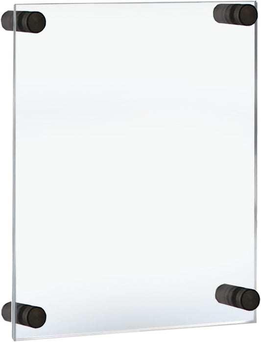 Azar Displays 105508-BLK Acrylic Floating Double Panel Wall Frame,11" x 17" Graphic Size, Overall Frame Size: 15" x 21", Black