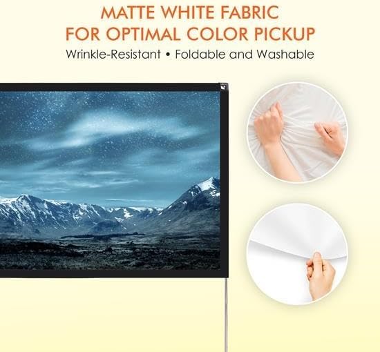 Pyle Projector Screen with Stand - 80'' 16:9 HD 4K Portable Lightweight Freestanding Foldable Indoor Outdoor Movie Projection Display with Frame for Home Theater