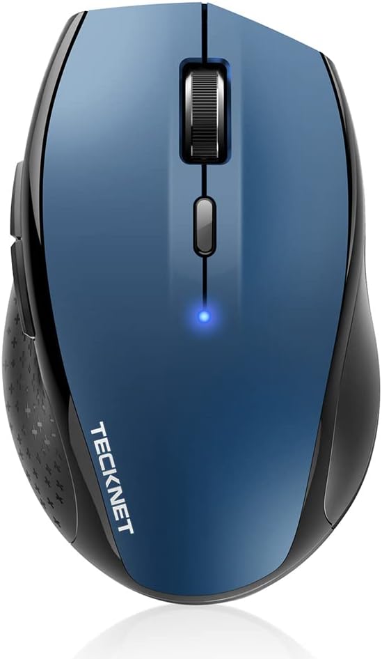 TECKNET Bluetooth Mouse, 4800 DPI Wireless Mouse, 2-Year Battery 6 Adjustable DPI, 6 Buttons Compatible with Laptop/Windows/Computer - Blue