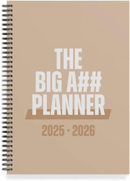 The Big A## Mid-Year Monthly Planner 2025–2026 – Mobile Desktop Calendar – Dry Erase Whiteboard – Fold-Out Design – Marker & Labels Included – 11x14" Expands to 22x14 - Neutral