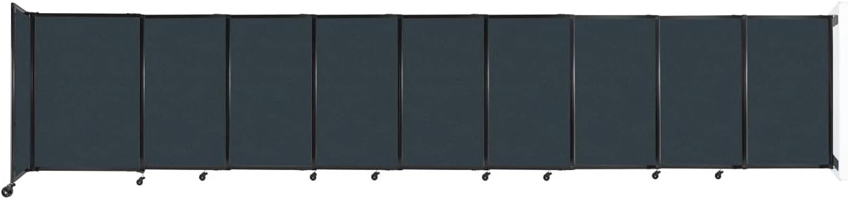 Wall-Mounted Sliding StraightWall Room Divider | Adjustable Widths | Locking Wheels | Room Separator | Up to 19'9" Wide x 4' Tall Blue Spruce Fabric Panels