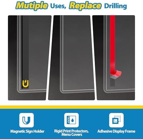 Magnetic Sign Holder Wall Mount 8.5 x 11, Plastic Door Display Frame for Fridge Window, 2Pack