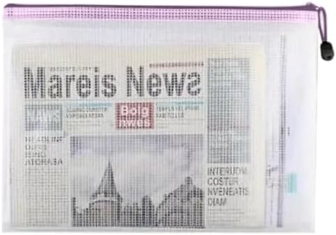 Mesh Zipper Pouch Bag,A4 Zipper Bag for Organizing Storage, Waterproof Zipper Pouch, 9" x 12"/24cm x 33cm, File Bag for School and Office Supplies (Pink)