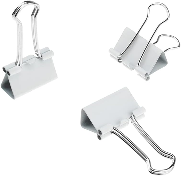 HAHIYO Binder Clips Paper Clamps Spring Steel Sturdy Medium 1.26 inches Width 0.39 Inch Capacity No Sharp Edges Heavy Duty Tight Grip Reusable White Metal Bright Finish for Home Office School 13 Pack