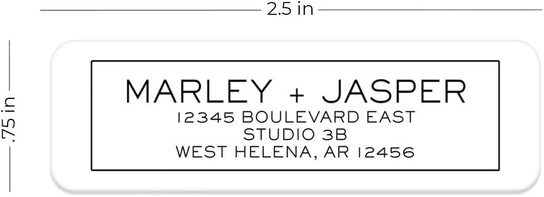 Simple Modern Outline Rolled Address Labels/Roll of 250 Square Box Personalized Address Labels/Designer Return Address Stickers in Elegant Plastic Dispenser